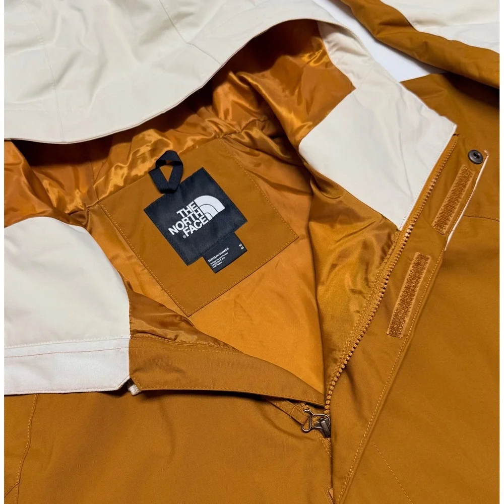 The North Face Mens Balfron DryVent Ski Jacket Brown White Colorblock Hooded Med